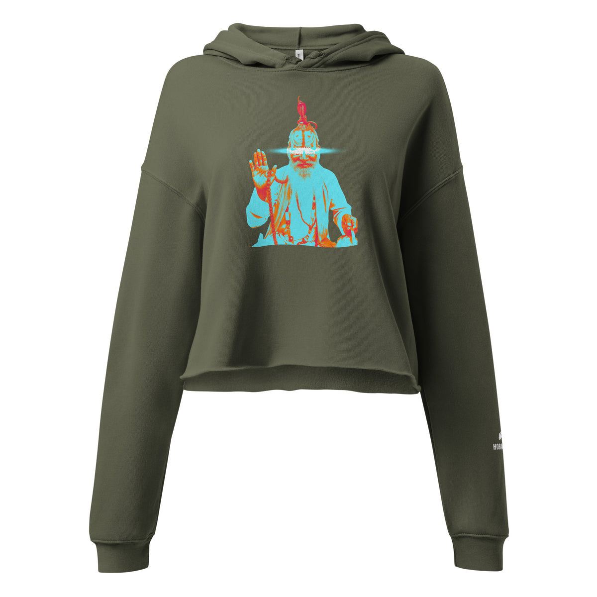 V-guru crop hoodie_military_green_HOBAMANN