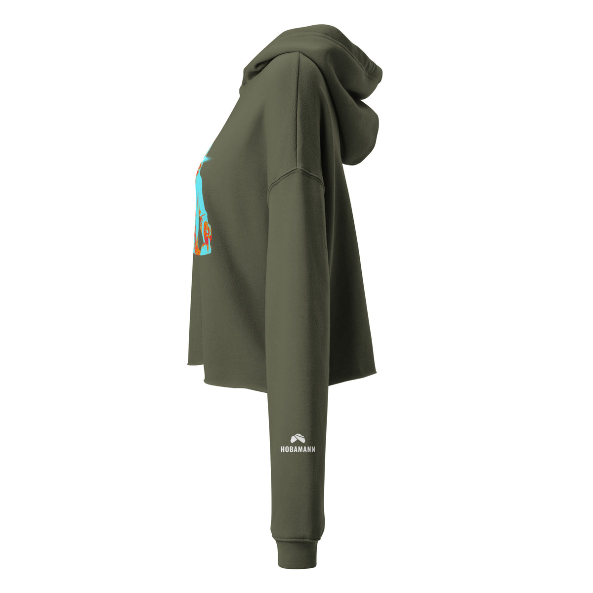 V-guru crop hoodie_military_green_HOBAMANN